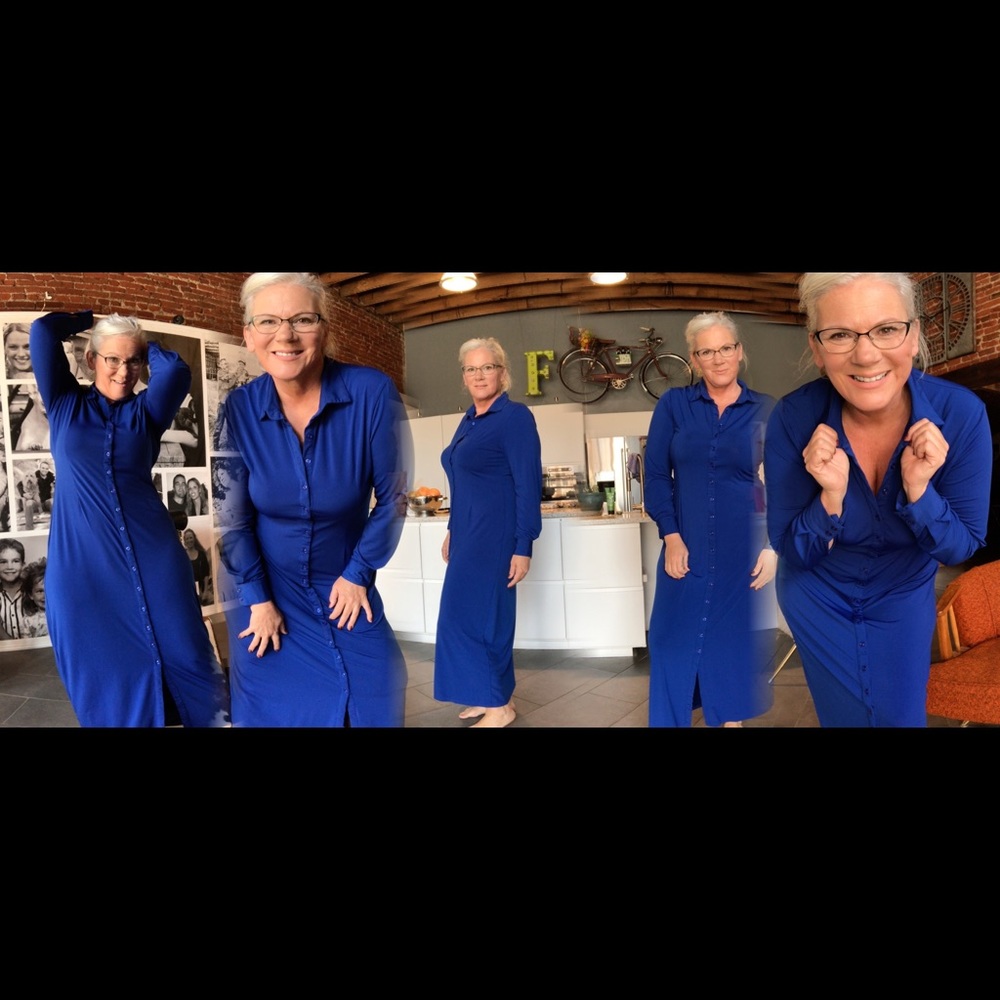 Stanzin Royal Blue Button up Maxi Dress